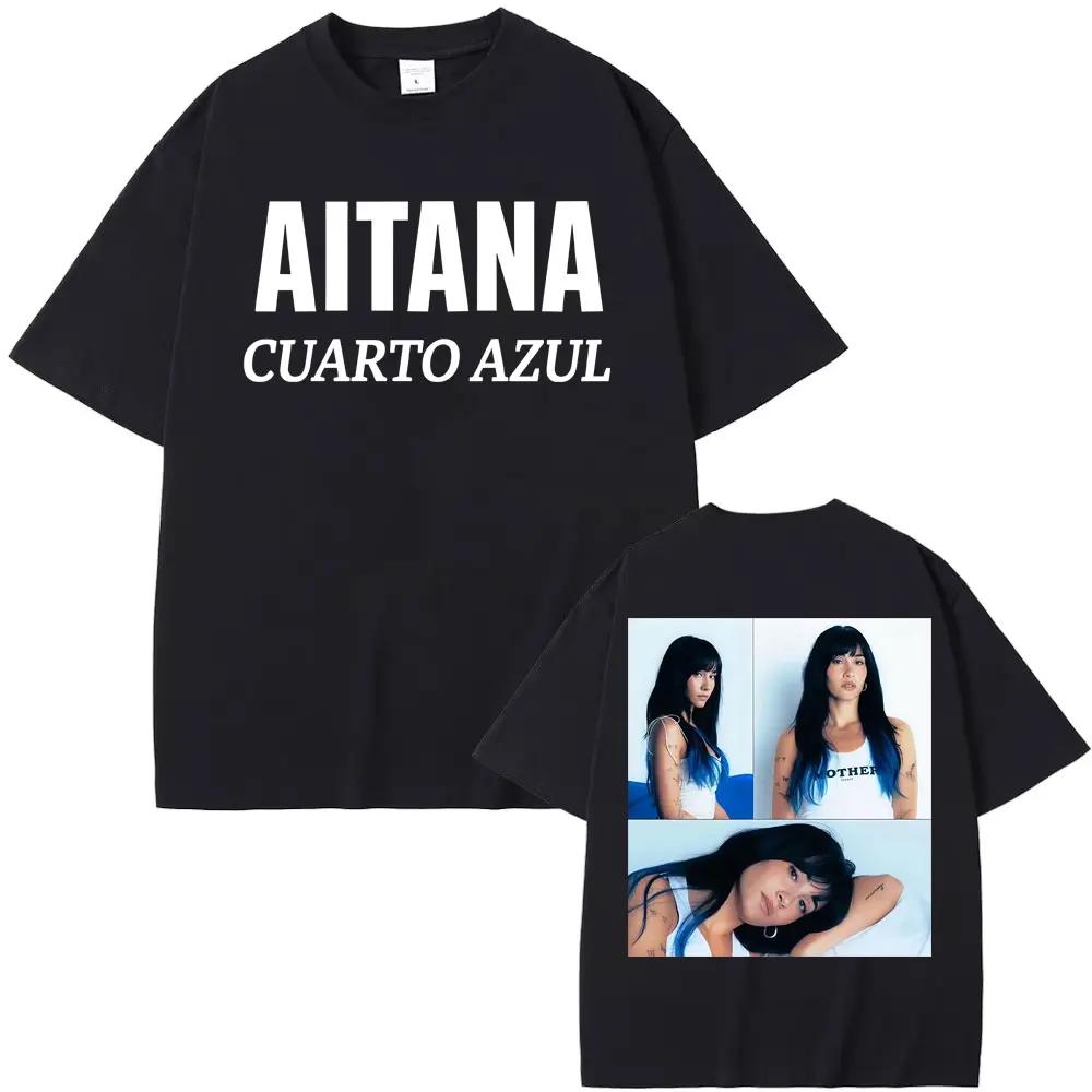 Tricouri Estetice la Modă cu Mânecă Scurtă pentru Bărbați și Femei Bumbac Casual Supradimensionate Tricou Singer Aitana Cuarto Azul Tur Grafic Tricouri