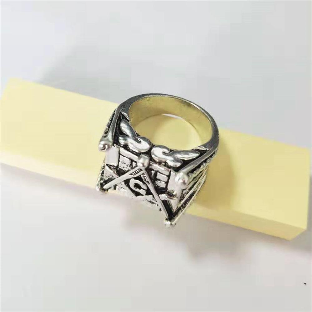Vintage Masonic Ring Geometric Sun Moon Men's Ring