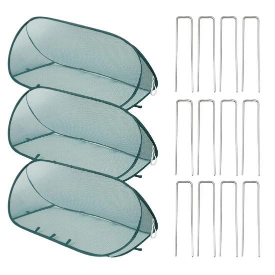 Pop Up Plant Cover Garden Mesh Seedlings Protector with Ground Stakes Garden Row Raised Bed Cover for Vegetables Fruits Herbs from Insects Birds