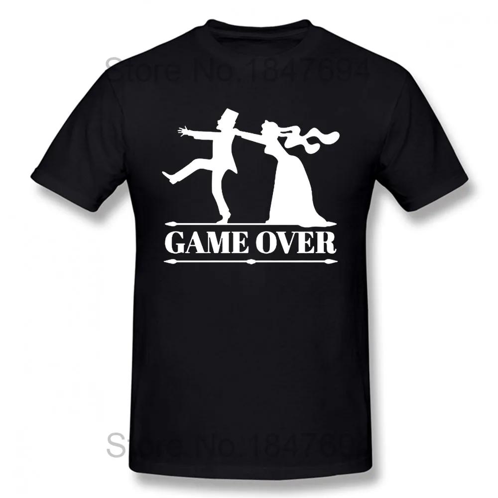 Game Over Bride Ženích Tričko na rozlúčku Funny Tričko Pánske oblečenie Tričko s krátkym rukávom Tričko