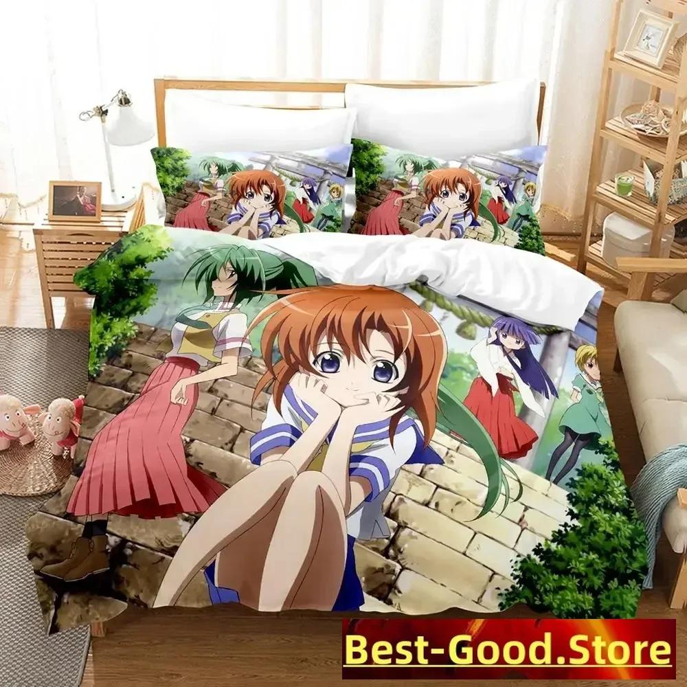 Higurashi no Naku Koro Ni Bedding Set Printed Bed Set With Pillowcase Duvet Cover Soft Single Double Queen Super King Size