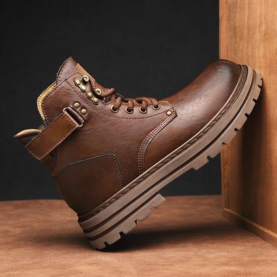 Fashion Fashion Trend Mens Motorcycle Boots Classic Winter Warm Plush Fur Biker Boot Non-Slip Comfortable Snow Boots Male Walking Botas