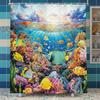 Vibrant Coral Reef and Tropical Fish Pattern Waterproof Polyester Shower Curtain Underwater Ocean Life Print Bath  with Hooks
