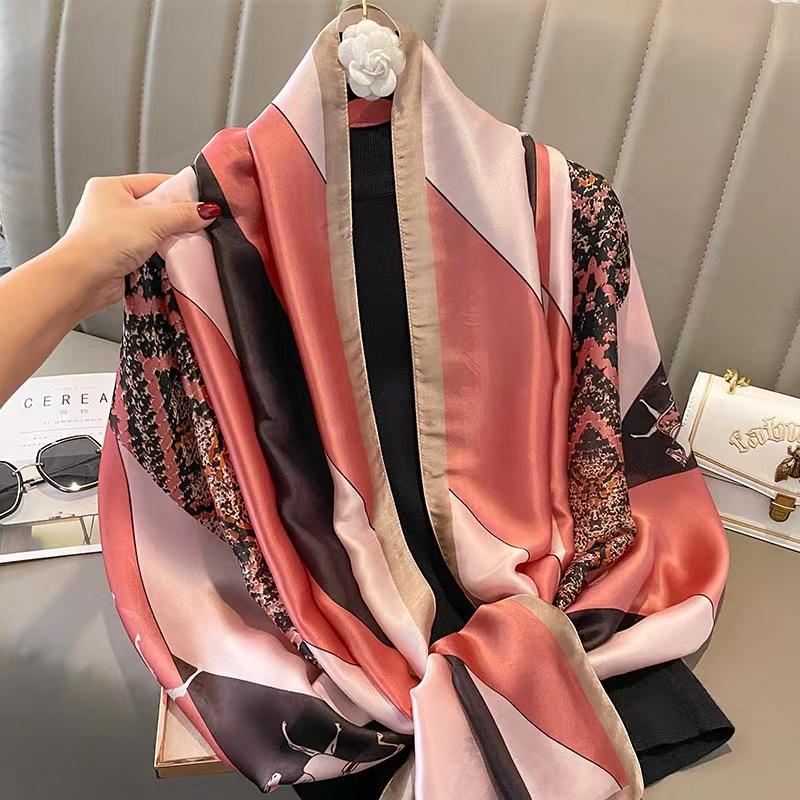 Spring Dustproof Print Shawls Winter Ethnic Style Satin Scarves Fashion Sunscreen Beach Towel Popular 180X90Cm Big Bandanna