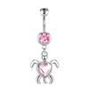 Stainless Steel Pink Dot Drill Navel Ring Nail Butterfly Zircon Simple Navel Buckle Piercing Ornament