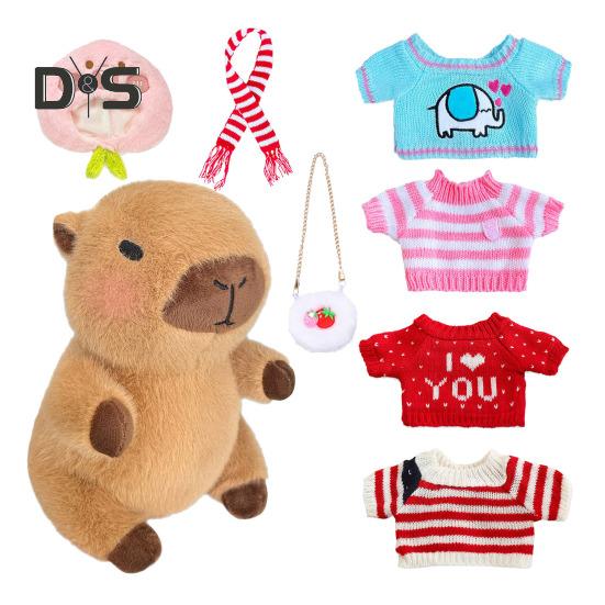 

Мягкая игрушка капибара с аксессуарами для одежды 9,84 дюйма, набор для самостоятельного изготовления милых мягких игрушек для девочек и мальчиков, обнимающаяся плюшевая капибара F