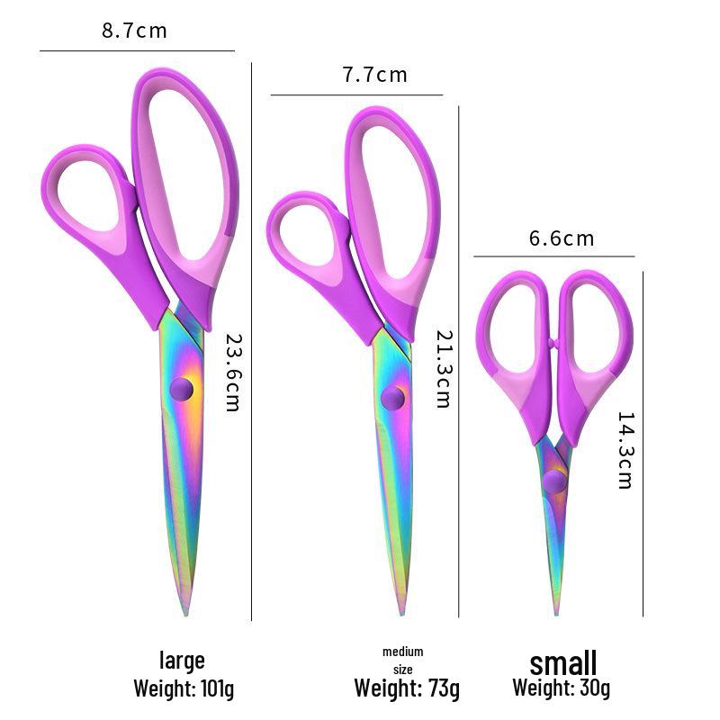 Cross-Border Stainless Steel Scissors Set: Household Sewing, Colored Office, and Handmade Paper Cutting Scissors (3-Piece).