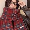 Women's Red Ankara Plaid Cashmere Scarf - Christmas & Autumn/Winter Warm Versatile Shawl
