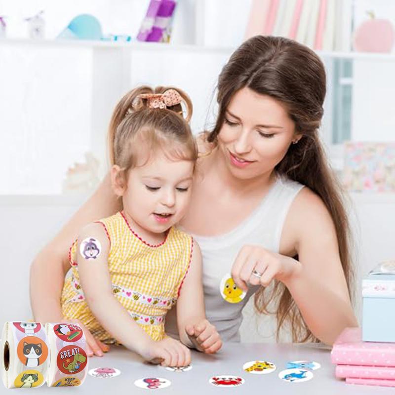 2/4/8roll Student Stationery Stickers Roll Stickers Animal Sticker Scrapbook DIY Decoration Sealing Label Decoration Gifts TMZ