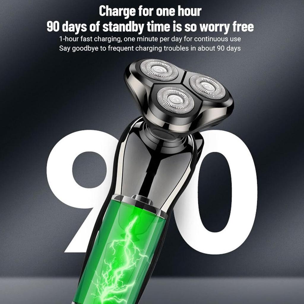 Smart Cordless Men's Razor 3-in-1 Trimmer - IPX4 Waterproof Electric Razor with LED Display and Travel Lock for Full Body Grooming