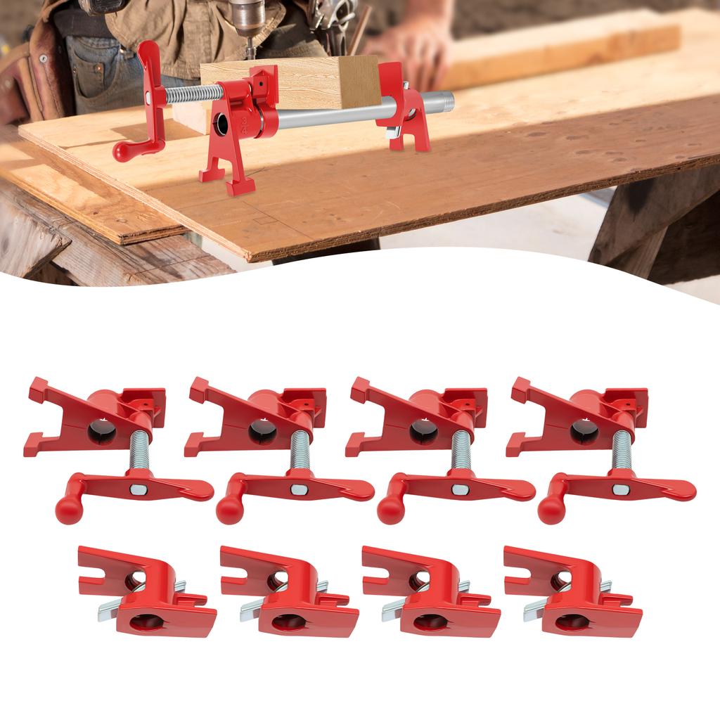 4Pack 3/4" Wood Gluing Pipe Clamp Set Heavy Duty Cast Iron Bar Clamps Workbench Pipe Clamps for Metalworking, Woodworking