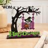 Handmade Wooden Halloween Scenes Funny Desktop Swing Decor, Spooky Home Decor for Living Room Craft Activities Tabletop, Gothic Fall Themed Ornament,