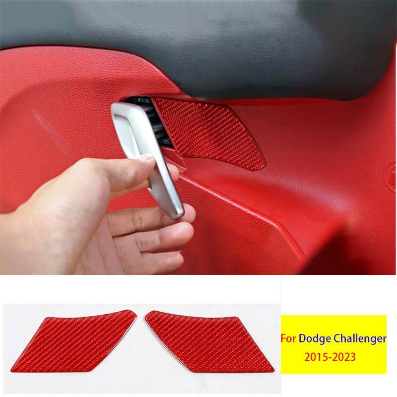 For Dodge Challenger 2015-2023 Real Red Carbon Fiber Inner Door Bowl Cover Trim