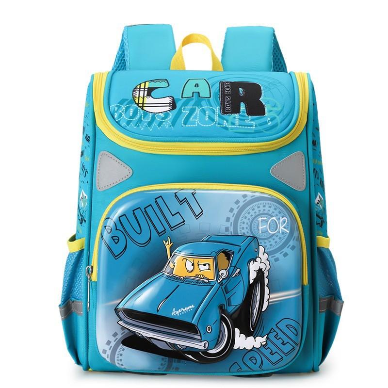 Kids 3D Cartoon Backpack School Lightweight Ergonomic Dual-Shoulder Bag With Reflective Safety Stripes Nylon Grades 1-2