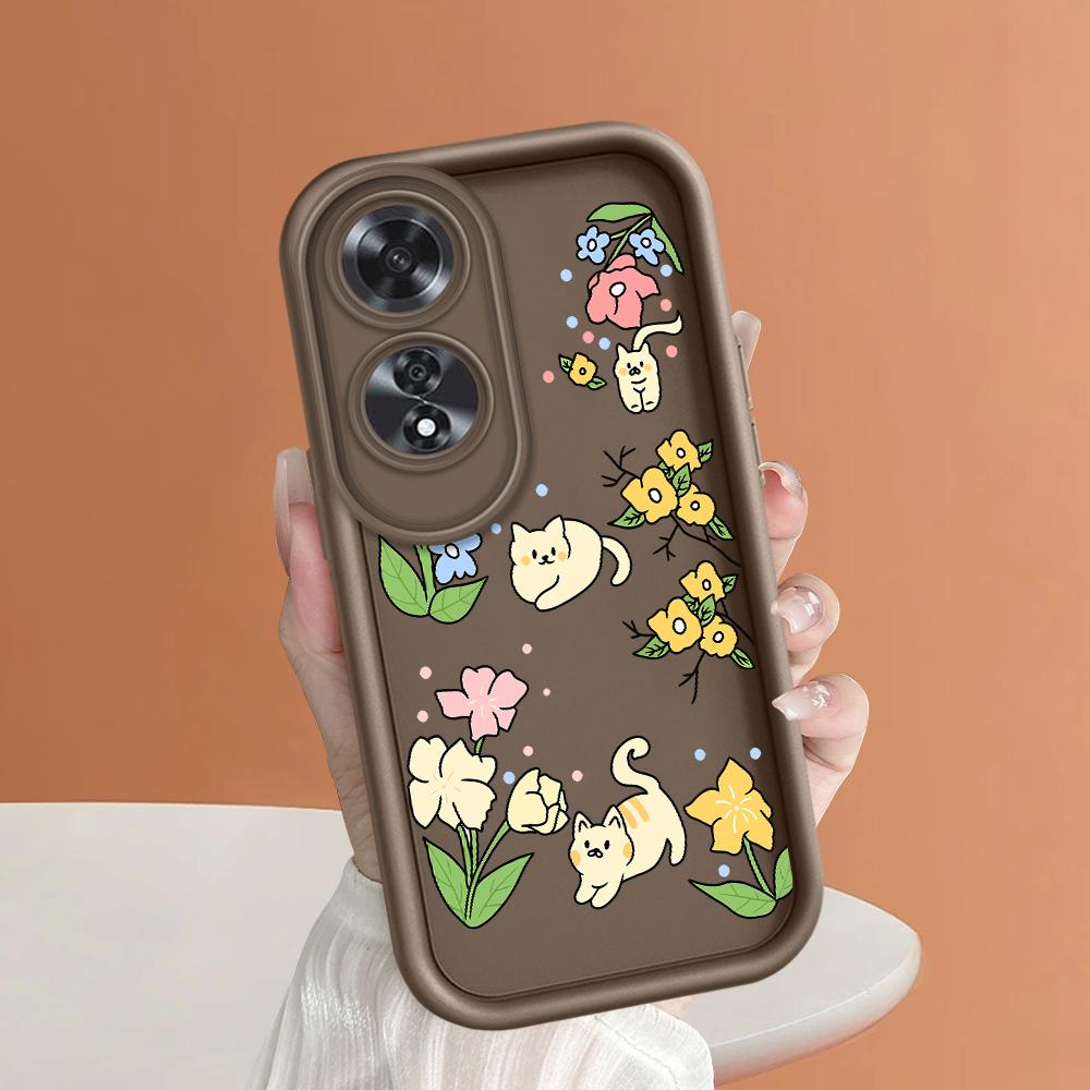 For Realme 11 11x 12x 12 Pro C21 C30 C33 C35 C65 OPPO A18 A38 A60 A96 Reno 10 11 12 Pro Flowers Pattern Soft Full Camera Protect Phone Case