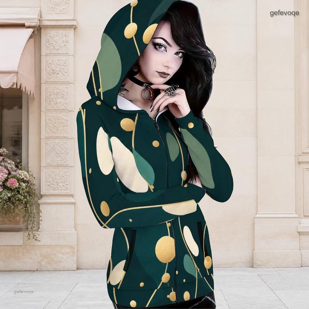 Women Plus Size Asymmetric Cutout Neck Long Sleeve Geometric Printed Fitted Hooded Shirt