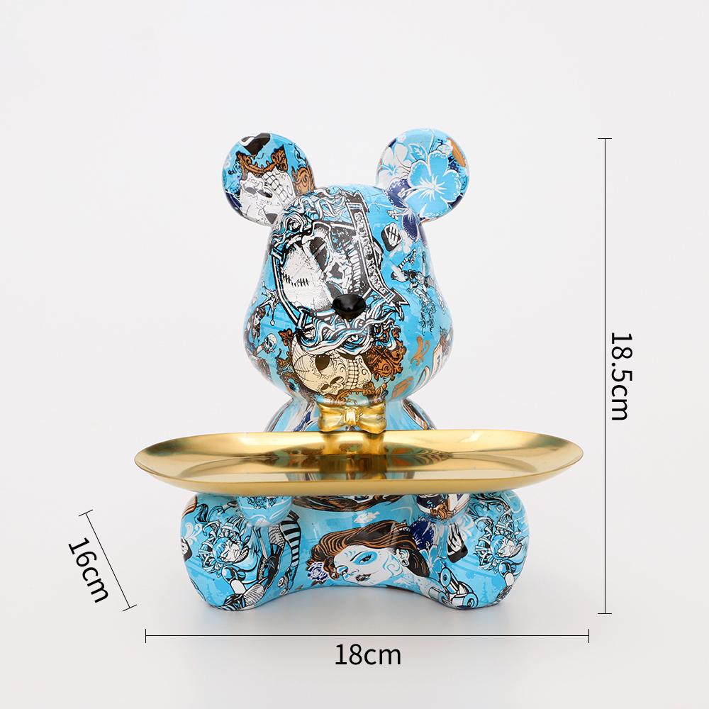 2025 New Graffiti Bear Figurine Home Decoration Animal Statue Keys Storage Shelf Modern Room Sculpture Table Decor Statues Gift