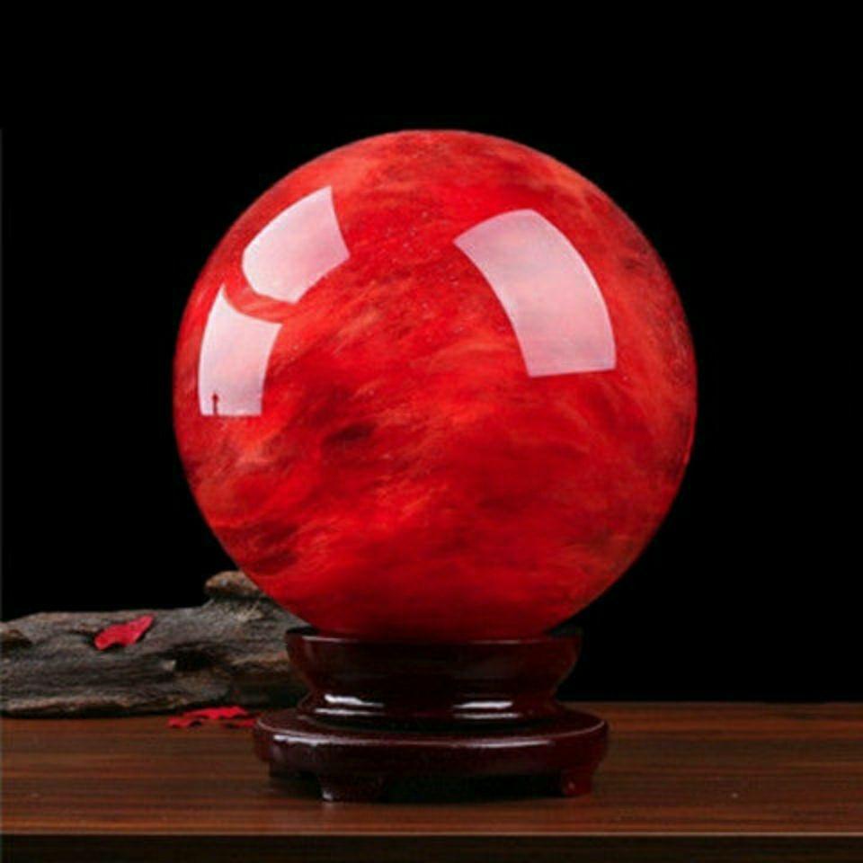 10CM Natural Rare Red Smelting Stone Energy Saving Quartz Crystal Ball Home Office Decoration Natural Cutting Polished Wand 1PC