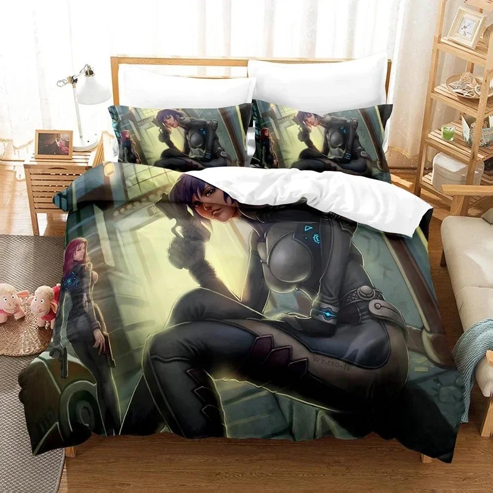 Anime Ghost in the Shell Bedding Set Printed Bed Set With Pillowcase Bed Duvet Cover Soft Single Double Queen Super King Size