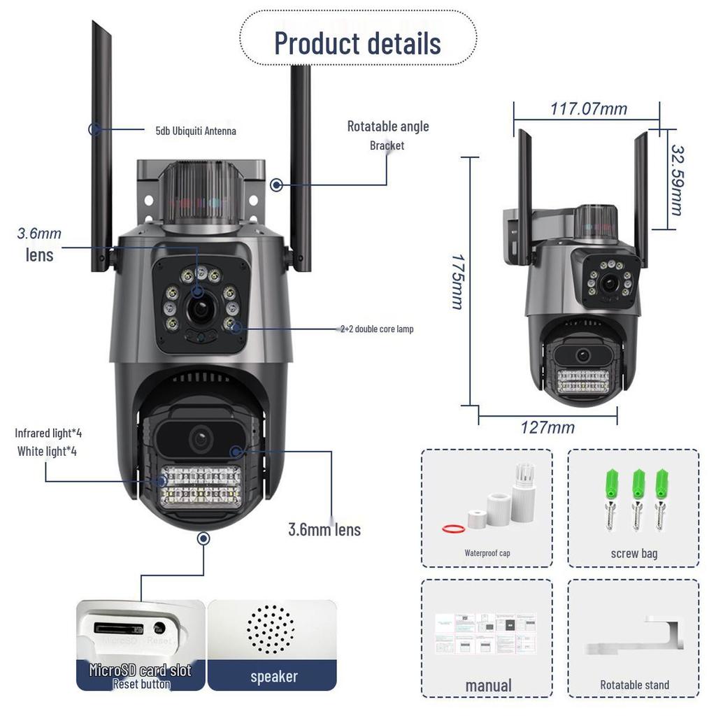 iCSee Dual-Lens 360° Wireless WiFi Camera with Night Vision