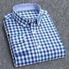 Casual Men Shirt Button Closure Single Breasted Pocket Design Long Sleeves Sweat Absorbent Cotton Blend Plaid Print Men Spring Shirt Men Garment