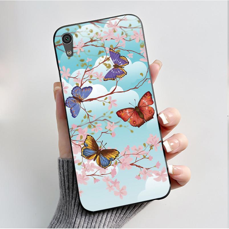 Hülle Für Sony Xperia XA1 Rückseite G3121 G3112 G3125 G3116 G3123 Luxus Mode Schmetterling Blume Schwarzes Silikon Weiche Handyhülle
