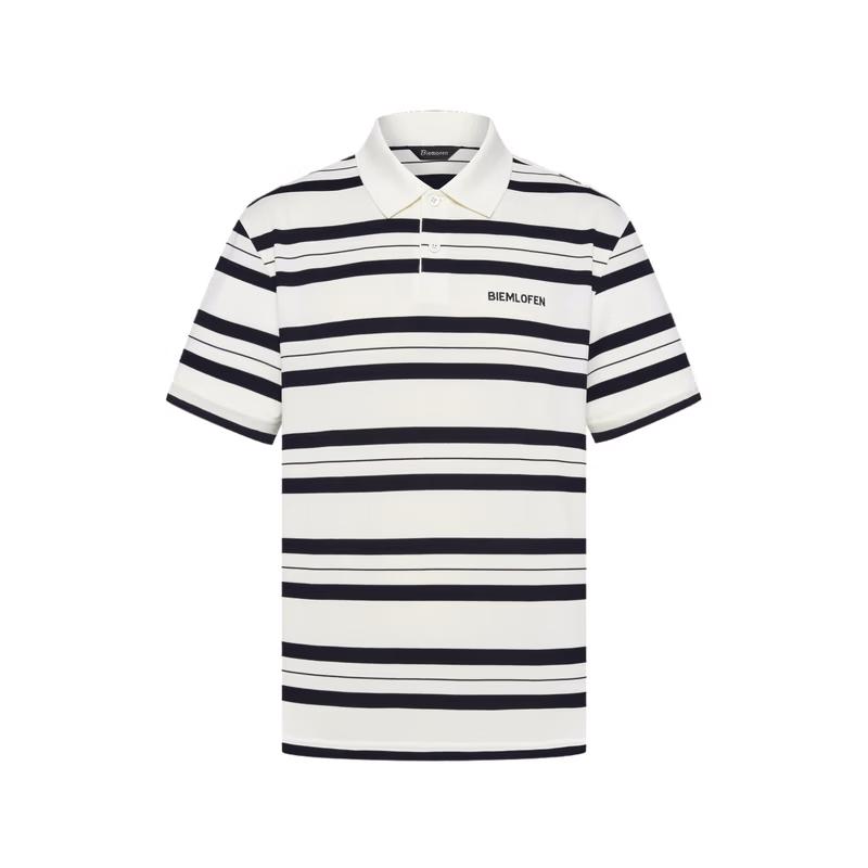 Men s Silk Pique Color-Block Stripe Polo Shirt L