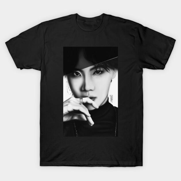 JHope Sketch Portrait Tshirt Cool Monochrome Print Kpop Solo Bias Tee Streetwear Top for Jung Hoseok Fans