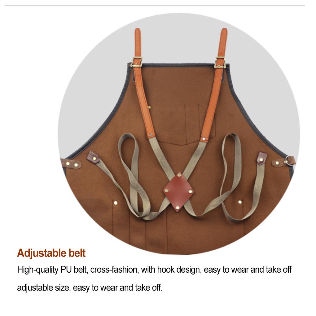 Professionelle verstellbare Friseurschürze Latzschürze ärmellos PU-Leder Barista-Schürzen Haareschneiden Haarstyling Wasserdicht