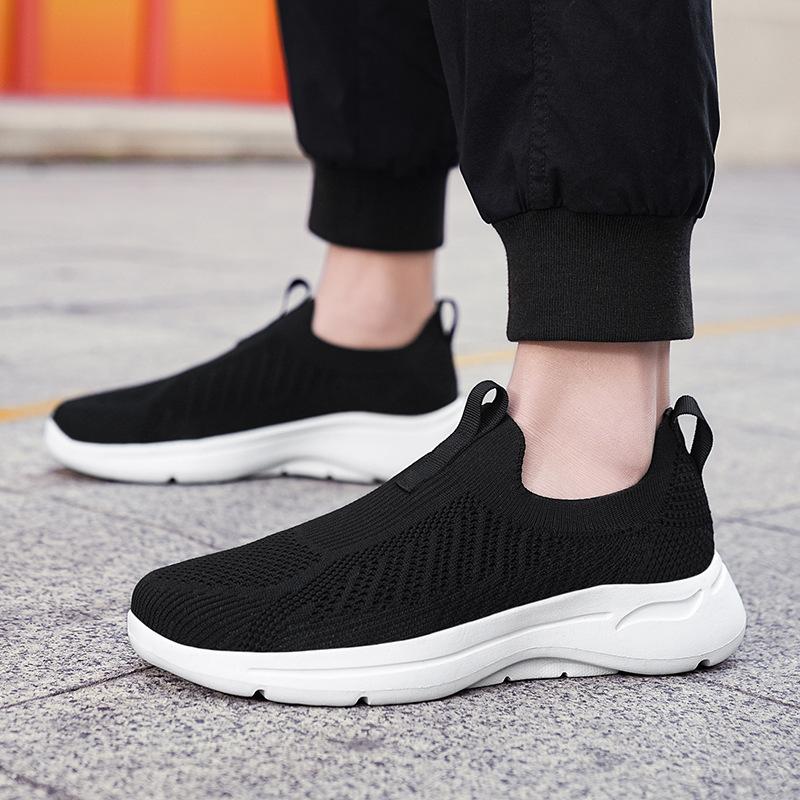 Foreign trade fly-woven mesh breathable shoes men's shoes one-pedal lazy shoes summer sports and leisure dad walking shoes