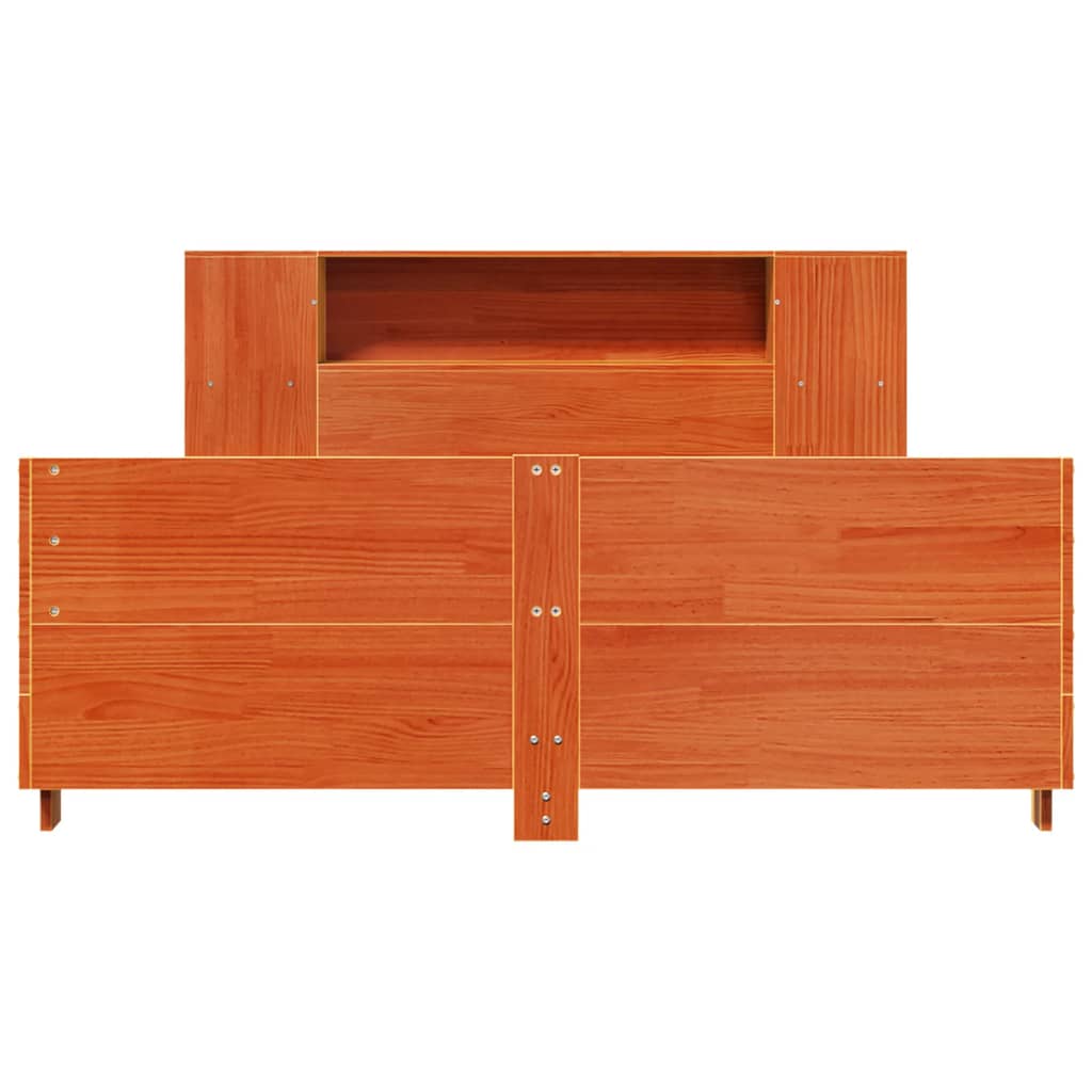 Solid Wood Bed Without Mattress Wax Brown 140 X 190 Cm Pine Wood