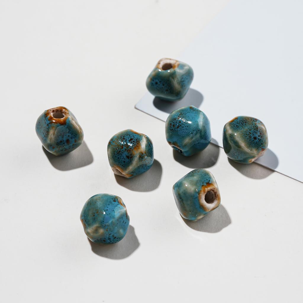 10pcs/Lots Irregular Ceramic Beads Colored Spacer Loose Beads for DIY Necklace Bracelet Keychain Jewelry Making Findings