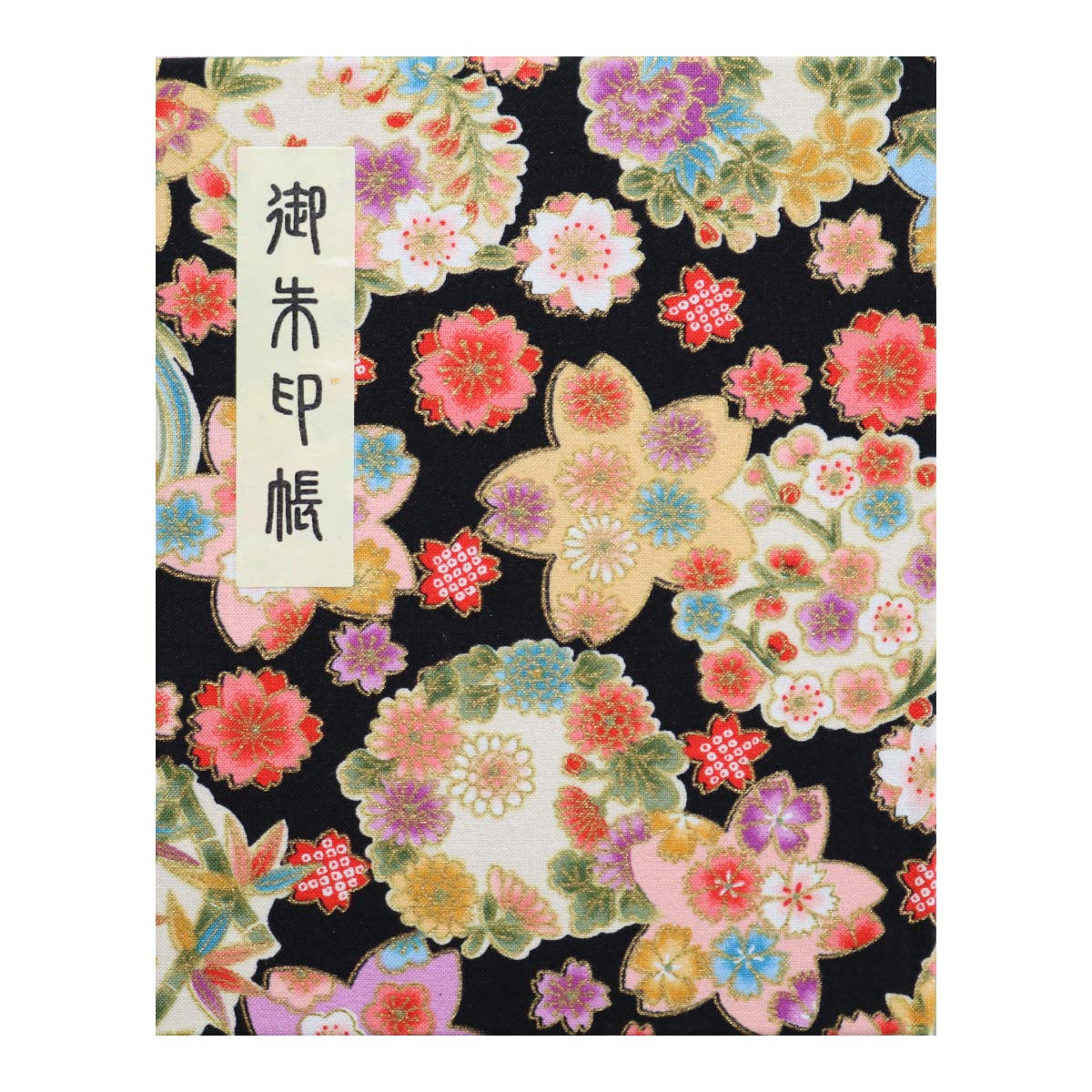Goshuincho (stamp book), 60 pages, book style, with vinyl cover, includes original Hōtokudō bookmark,  Shikisai Ranman  (Seasonal Colors), black.
