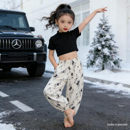 Meisjes Bloemen Wijde Pijp Anti-Mug Zomerbroek - Casual Koreaanse Stijl Lange Kinderbroek