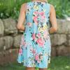 Sexy Summer Dress Loose Womans Fashion Casual Floral Print Sleeveless Dress In Bright Blue