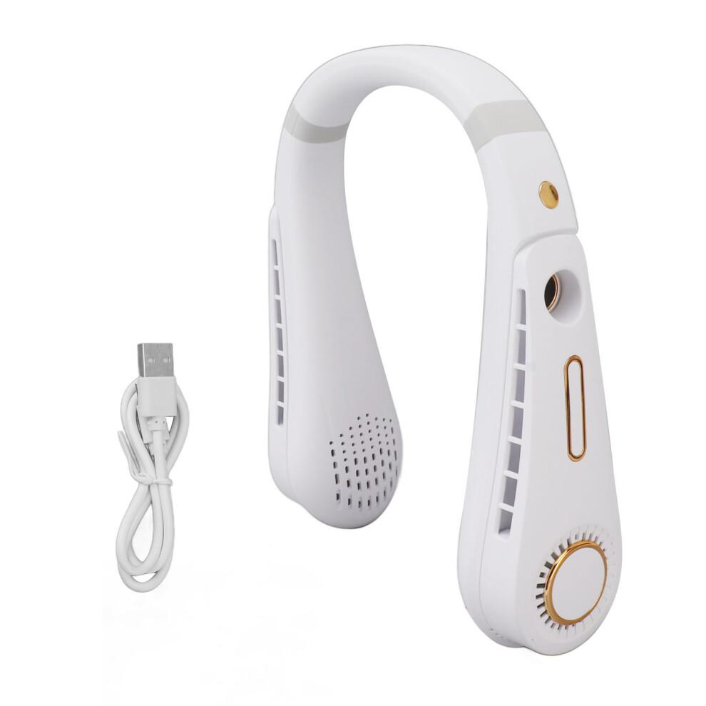 USB Rechargeable Bladeless Neck Fan Ultra Quiet, Personal Cooling Fan with LED Display Adjustable Speeds Comfortable Headphone Design for Office Home
