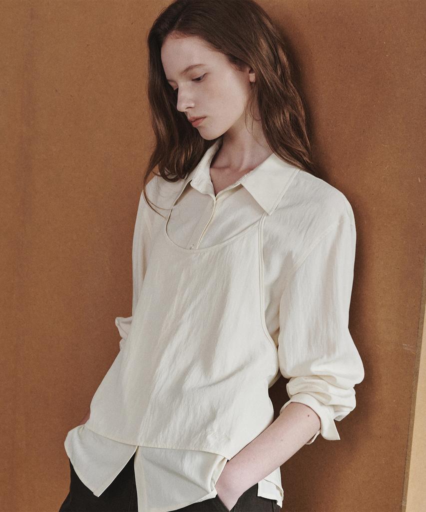 OSTKAKA Bustier Layered Blouse Cream