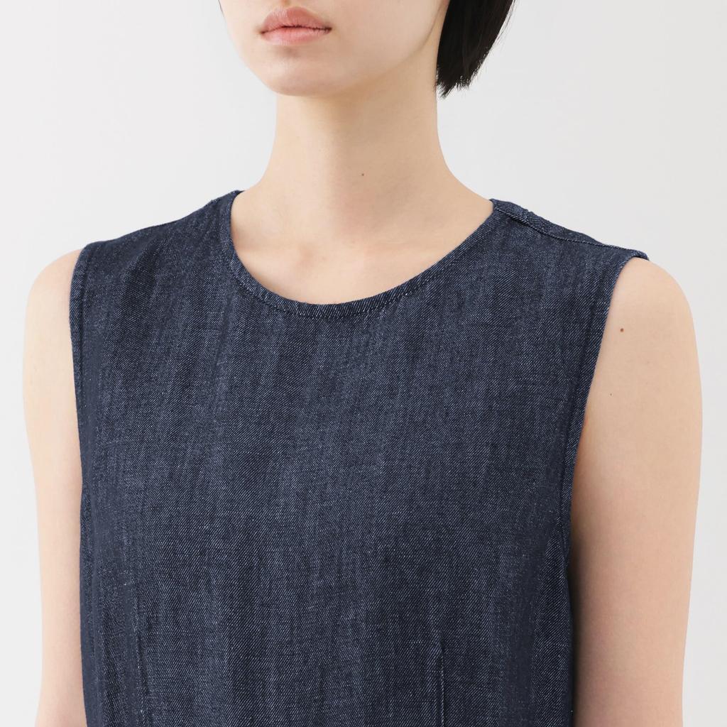 MUJI Hemp Blend Denim Size BC2N8A5S Women's Jumpsuit, Navy, XL,