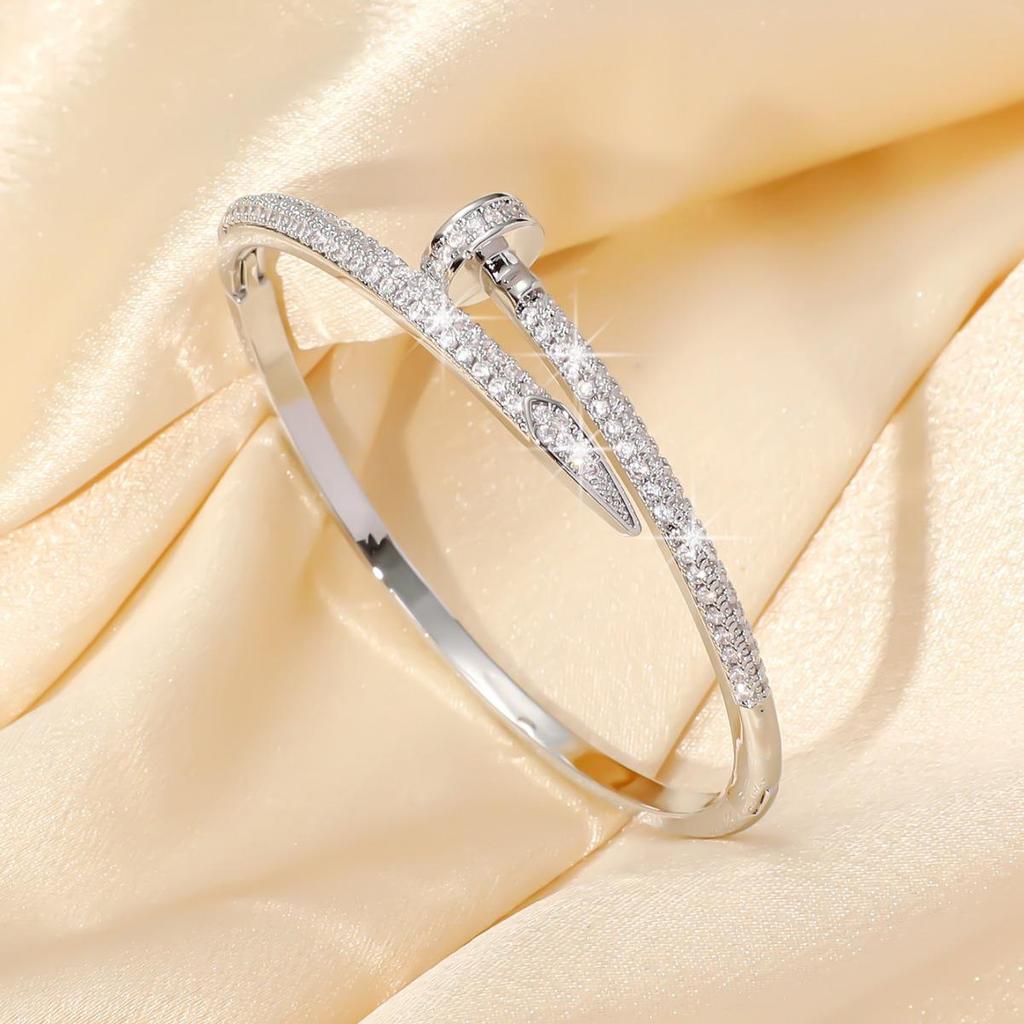 2024 European-American Style Zircon Alloy Open Bangle