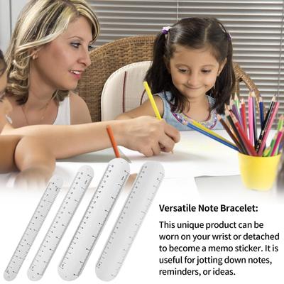 Bloc-notes portable Bracelet-manchette en silicone Bracelet rappel réutilisable Imperméable Liste de choses à faire Agrafe et règle Effaçable Pour réunion École