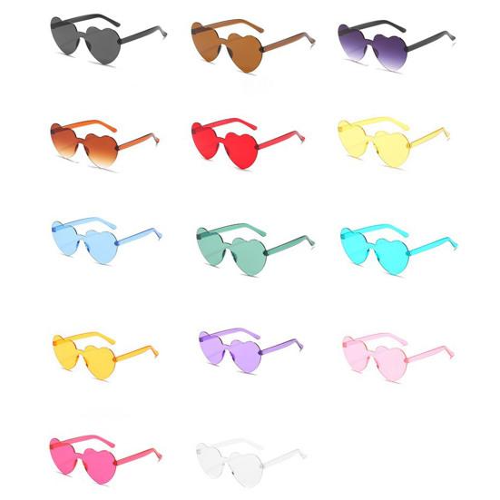 Lady Sunglasses Eye Protection Solid Color Cute Heart Shape Transparent Outdoor Sunglasses for Travel