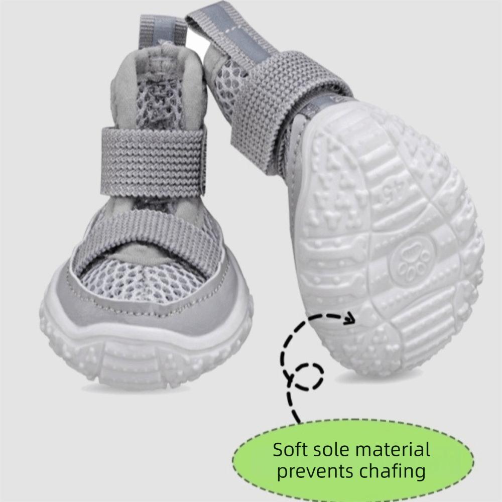 4PCS/SET Comfortable Pet Sandals Adjustable Dog Mesh Shoes Anti Slip Dog Shoes  All Seasons