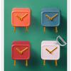 Wall Mounted Storage Box PP Clock Shaped Multifunctional Container with Hooks for Dormitory Bedside