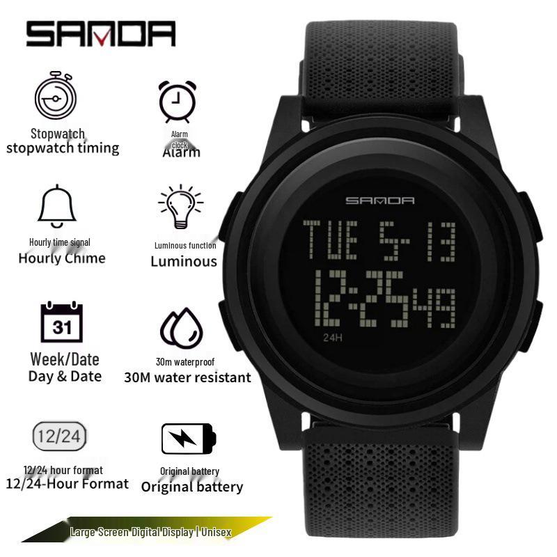 SANDA Multi-functional Lightweight Luminous Watch for Students - Waterproof & Fashionable
