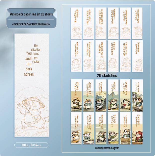 300g Watercolor Postcard Paper - Thick, Medium Rough Texture, Wood Pulp, Square, Blank Cardstock for Painting and Drawing