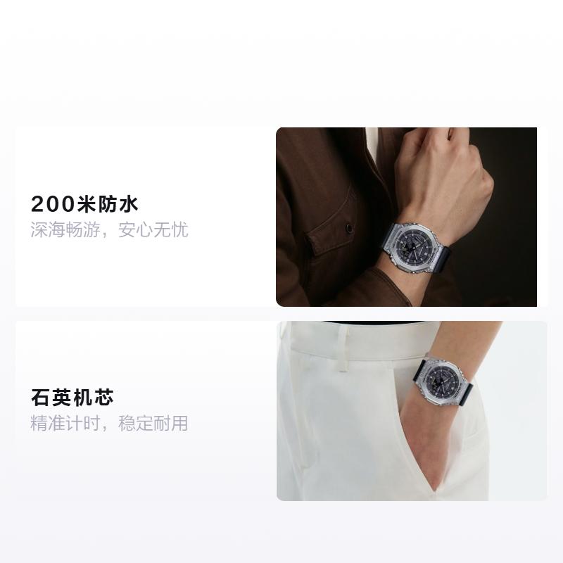 

CASIO 200m depth waterproof Quartz resin strap men s watch black dial GM-2100GC-1AJF чорний