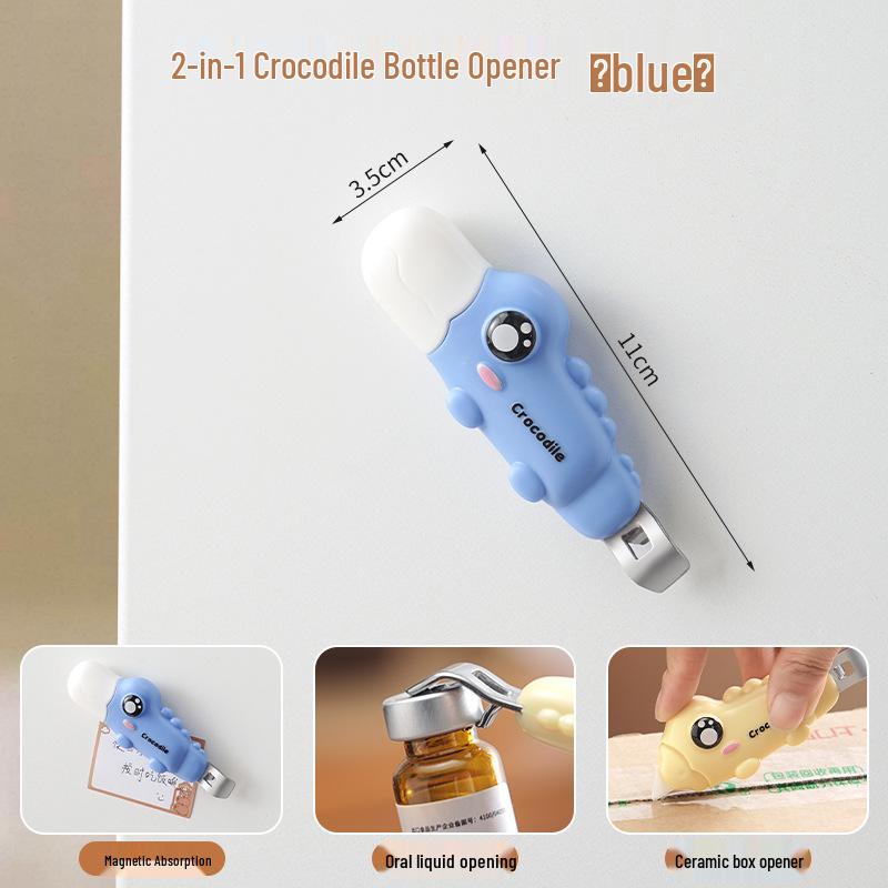 2-in-1 Cartoon Magnetic Bottle Opener & Box Cutter - Refrigerator Magnet & Medicine Cap Opener for Kids Home Use