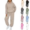 Womens Winter 2-Piece Casual Hoodie Loose Jogger Pants Set Comfortable Lounge Wear
