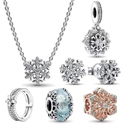 Selling 925 Sterling Silver Shiny Snowflake Collarbone Chain Set Exquisite Charm Women 'S Jewelry Diy Gift For Girlfriend