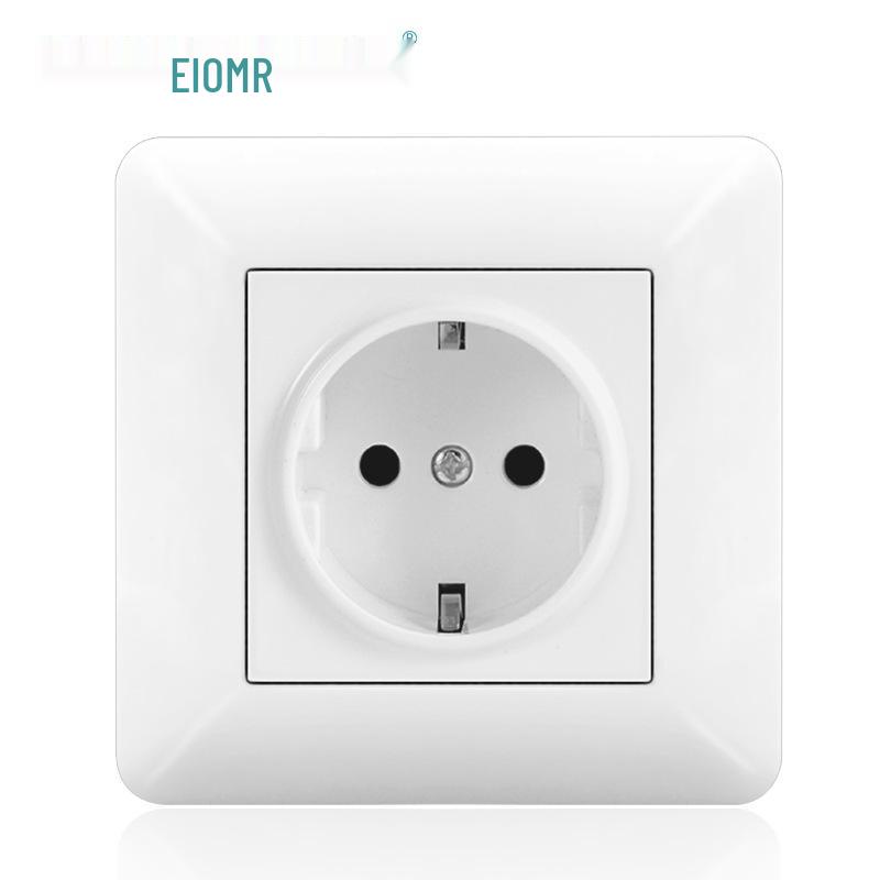 Curved White European Standard Socket Panel with Double USB & Type C, German Switch, Concealed Installation